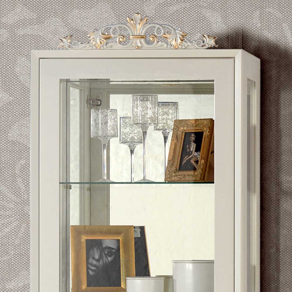 Design TV Wand in Weiß & Gold - Valganios (vierteilig)