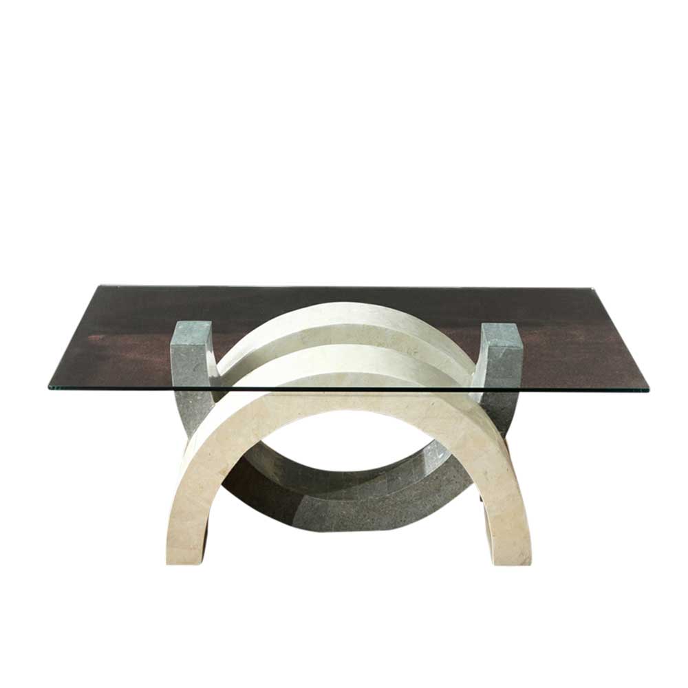 Glas Couchtisch Andiano in Creme Grau