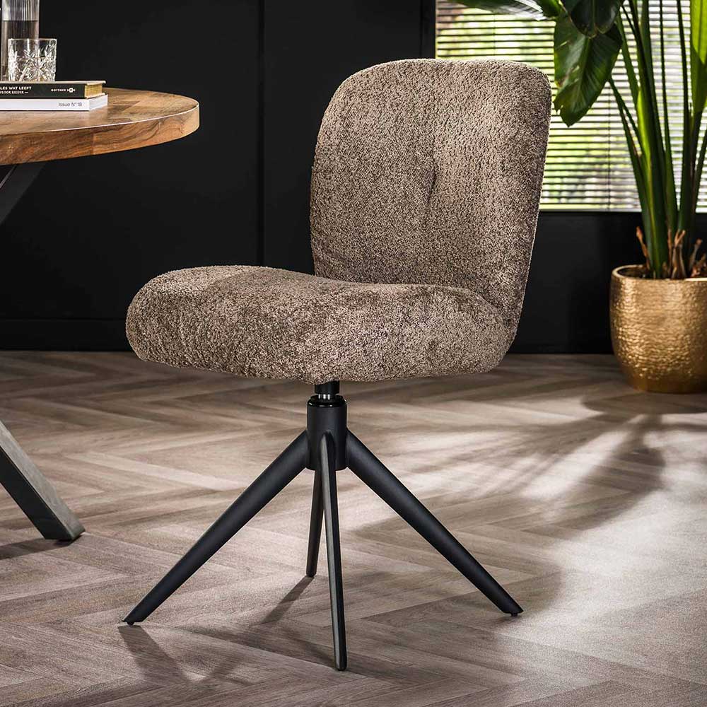 Esszimmer Drehstuhl in Taupe Boucle - Cascaya (2er Set)