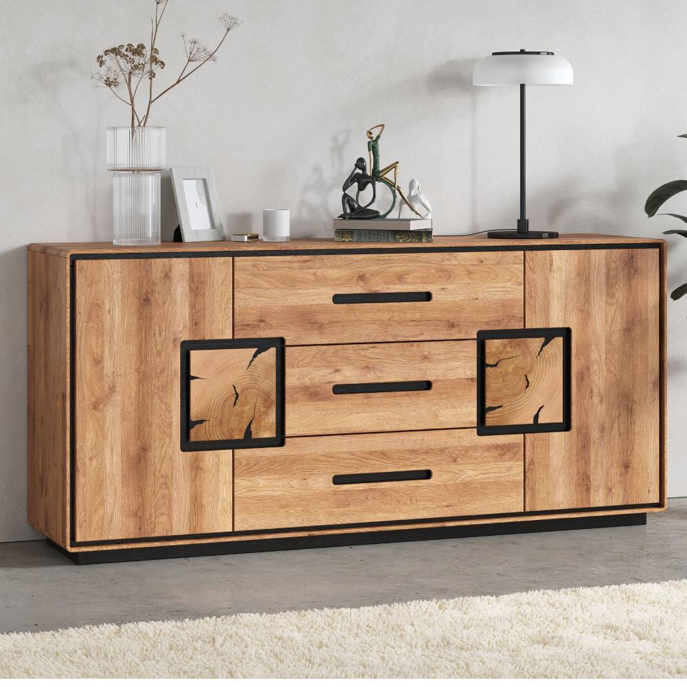 Sideboard in Wildeiche mit Schwarz - Shipper