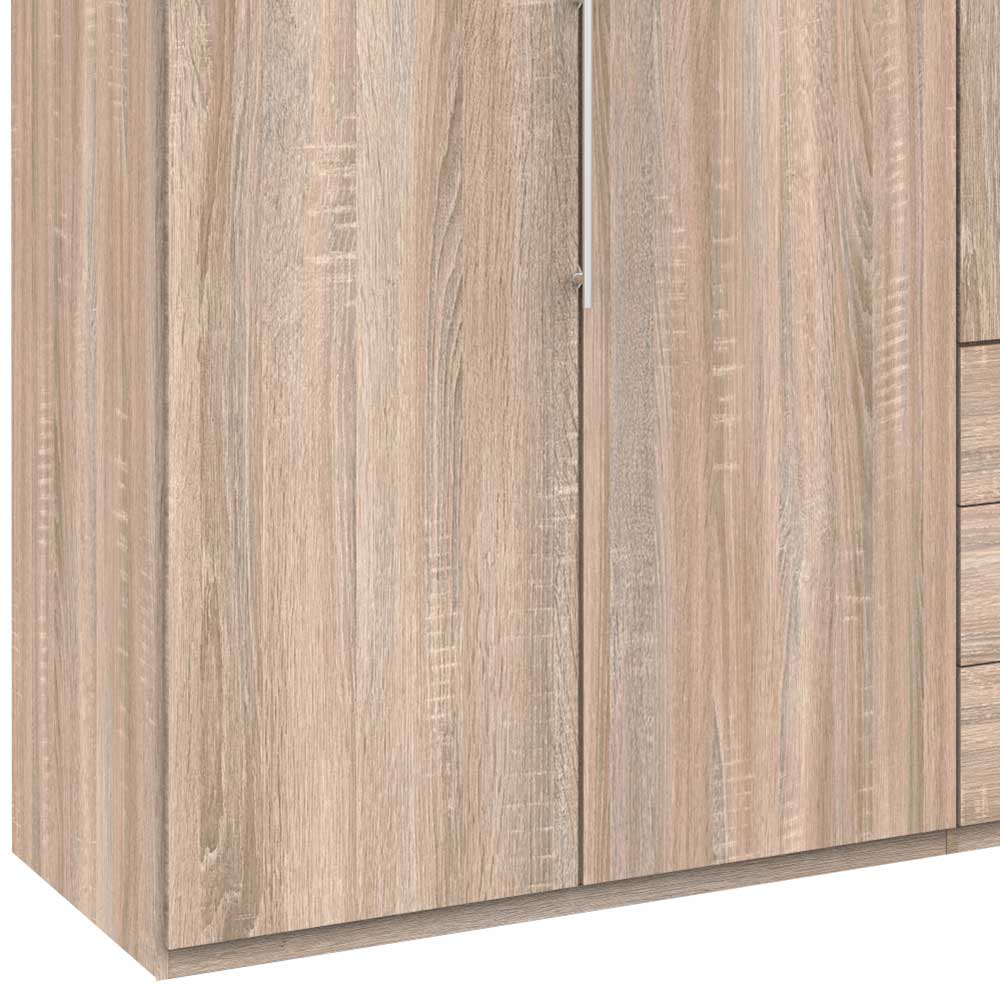 Kleiderschrank Detail der hellen Holz Nachbildung mit schmalem silbernen Griff – Zayun