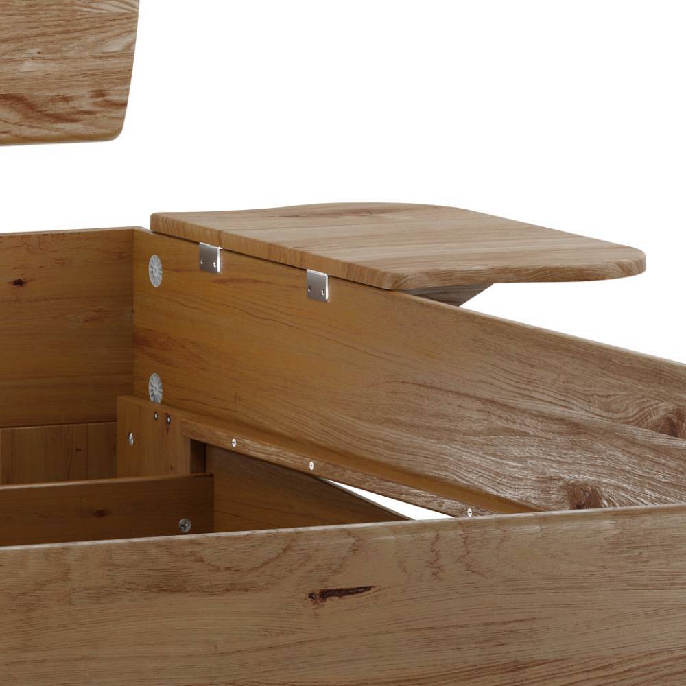 Stauraumbett aus Wildeiche Massivholz - Plural