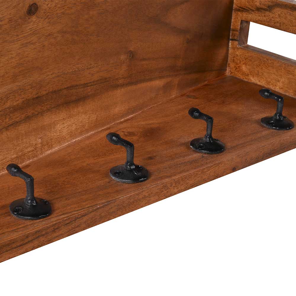 Design 4 Haken Wandgarderobe aus Akazie massiv - Magona