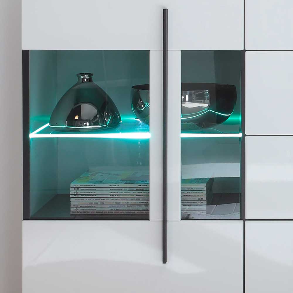Design Sideboard Nennja in Weiß Hochglanz Glas
