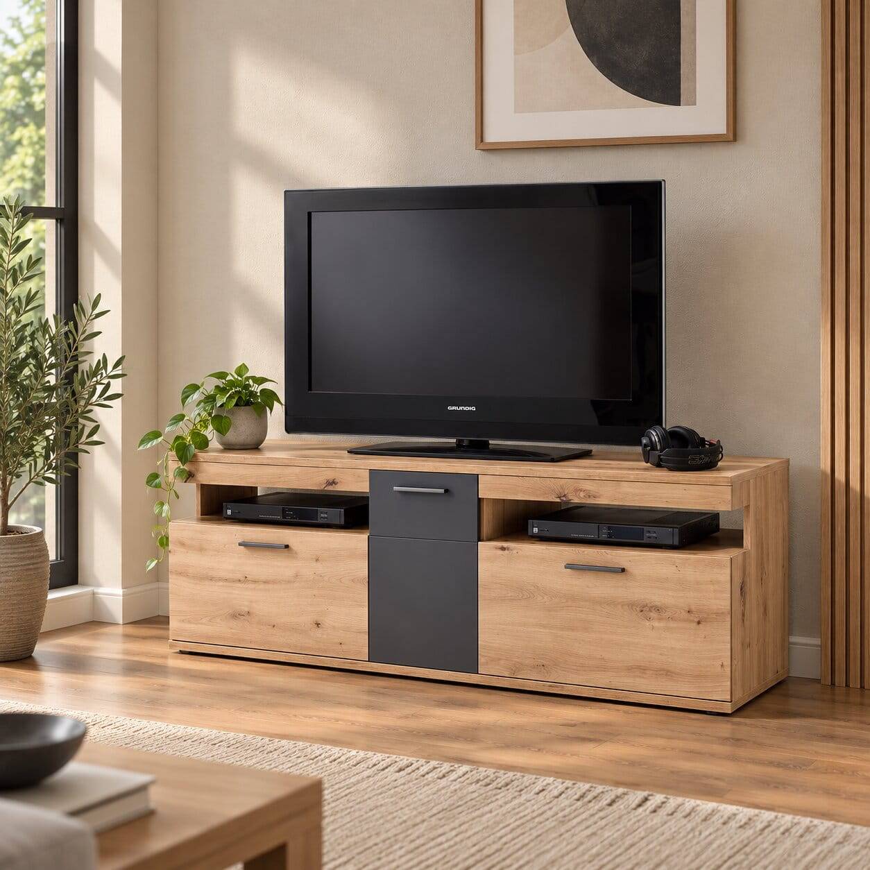 150x55x50 Fernseher Schrank zweifarbig - Vecenda