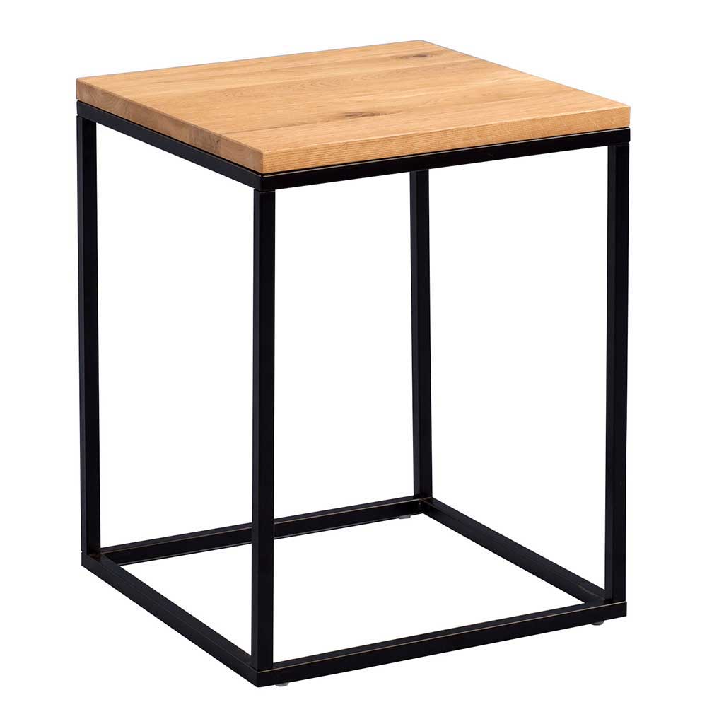 Loft Style Beistelltisch mit Wildeiche massiv Grandory & Metall Schwarz
