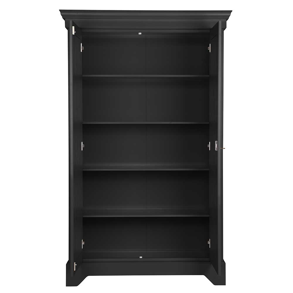 Kiefernholz Kleiderschrank in Schwarz - Zaotrado