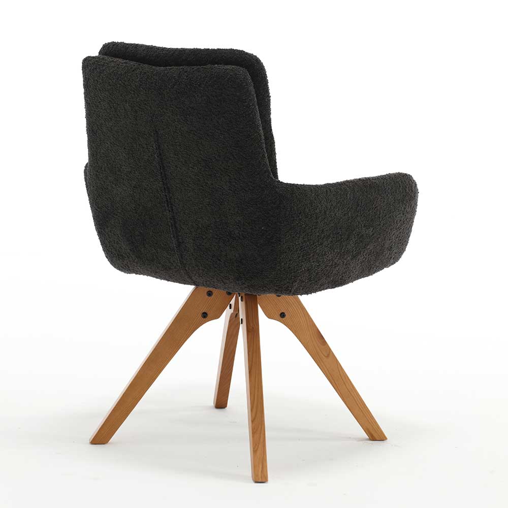 Esstisch Sessel in Anthrazit Boucle - Calmdros (2er Set)