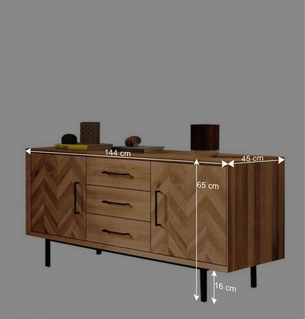 Kleines Sideboard mit Fischgrät Muster - Kerfa