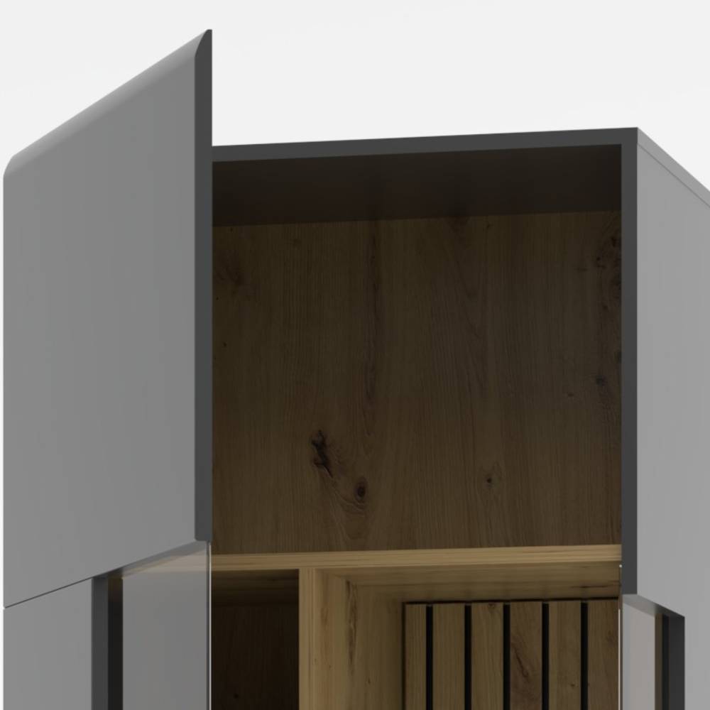 1-türige Vitrine in mattem Dunkelgrau - Azar