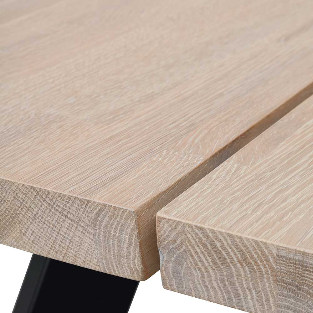 Industrial-Stil Esstisch Pulva aus Eiche Massivholz