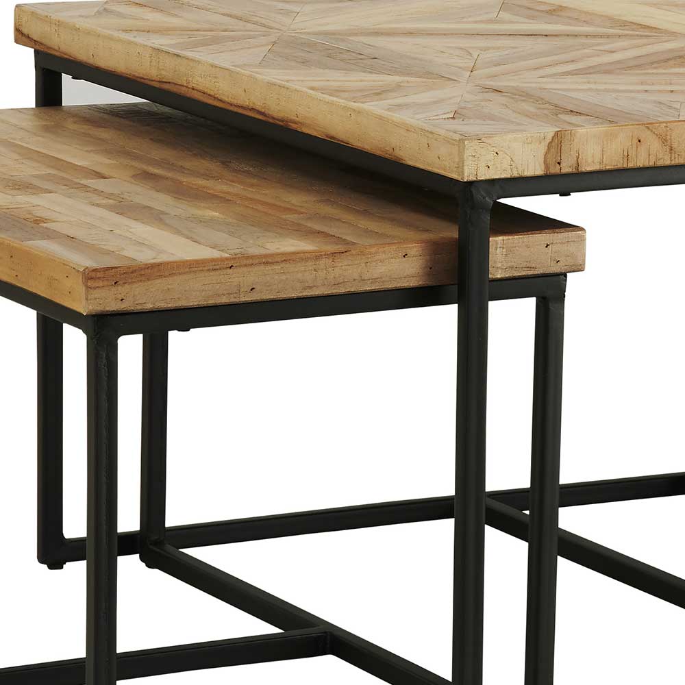 3-Satz Couchtisch aus Teak Altholz - Soline (dreiteilig)