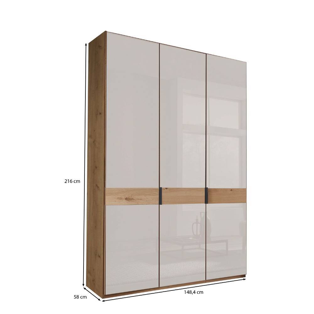 3-türiger Kleiderschrank mit weißer Glasfront - Crucav