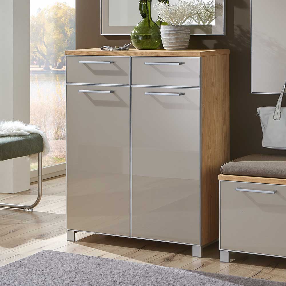 Dielenmöbel Diecca in Taupe Eiche Bianco (vierteilig)
