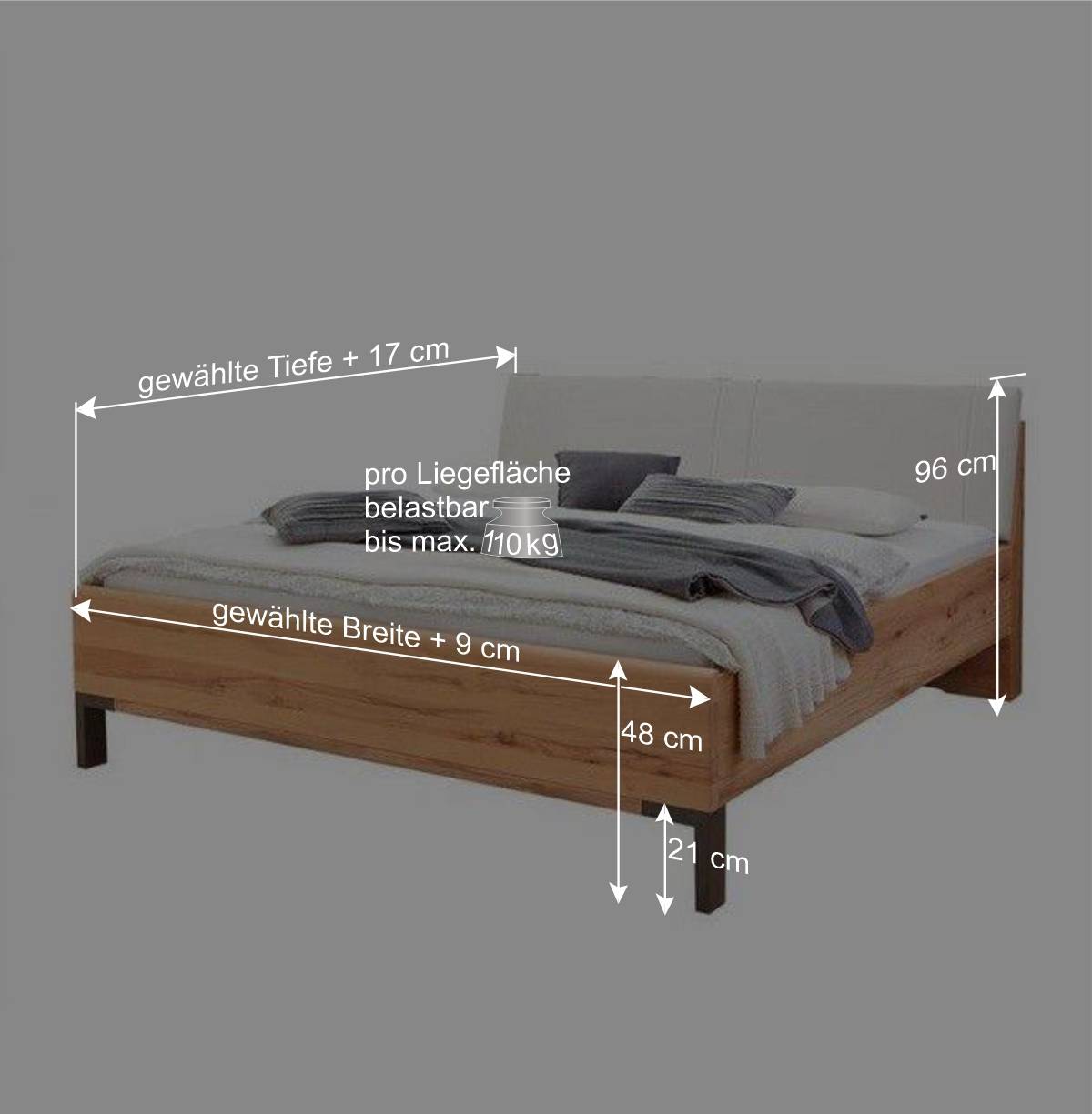 Doppelbett Set mit Nachtkommoden - Krofun (dreiteilig)