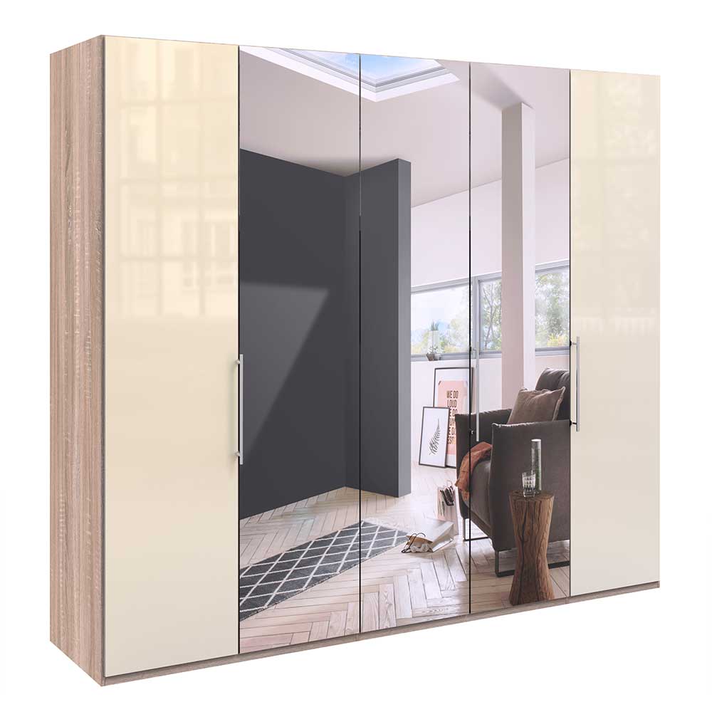 Falttüren-Kleiderschrank mit Spiegeln - Rativian
