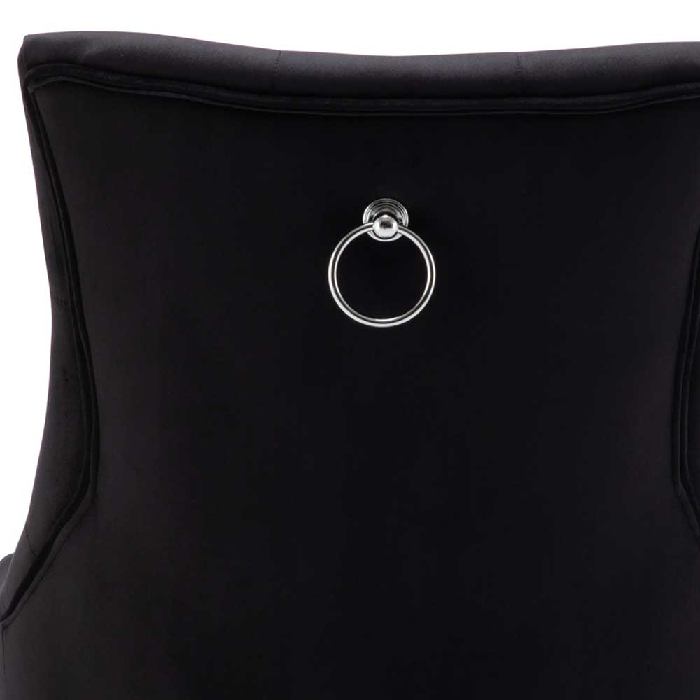 Samtstühle mit Knöpfen in Schwarz - Eleenia (2er Set)