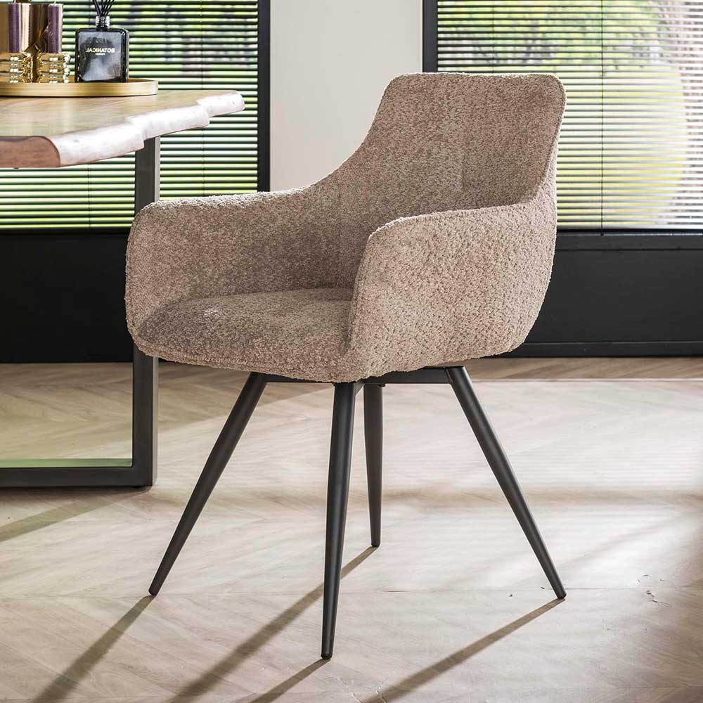 Esszimmer Drehstühle in Beige Boucle - Yilan (2er Set)