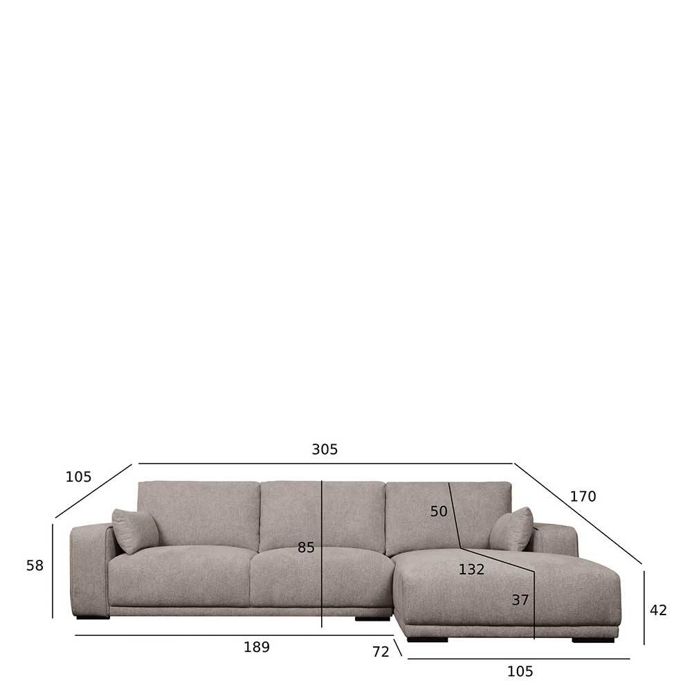 Federkern Ecksofa mit drei Sitzplätzen - Villa