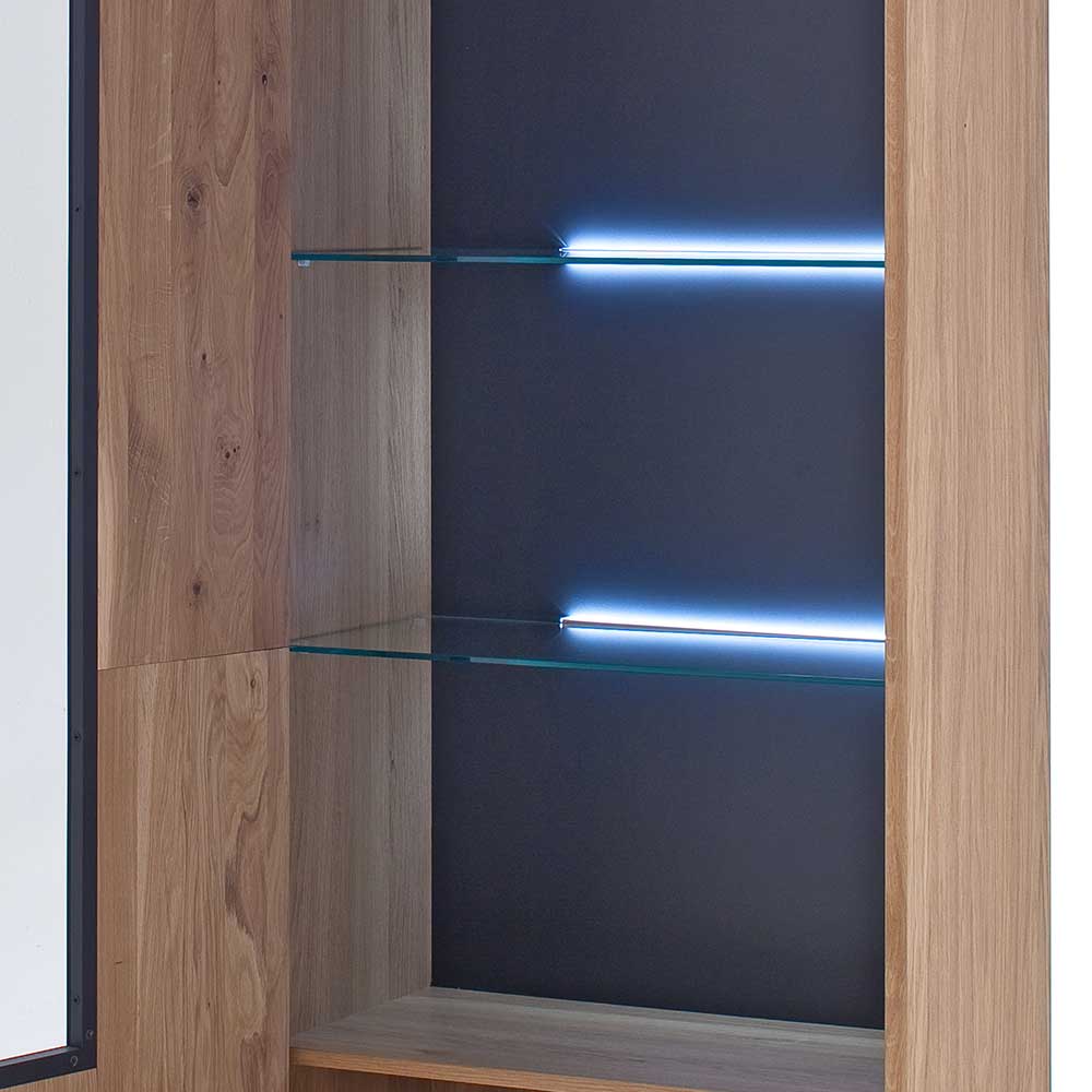 Moderne Echtholz Vitrine aus Eiche Massivholz - Assela