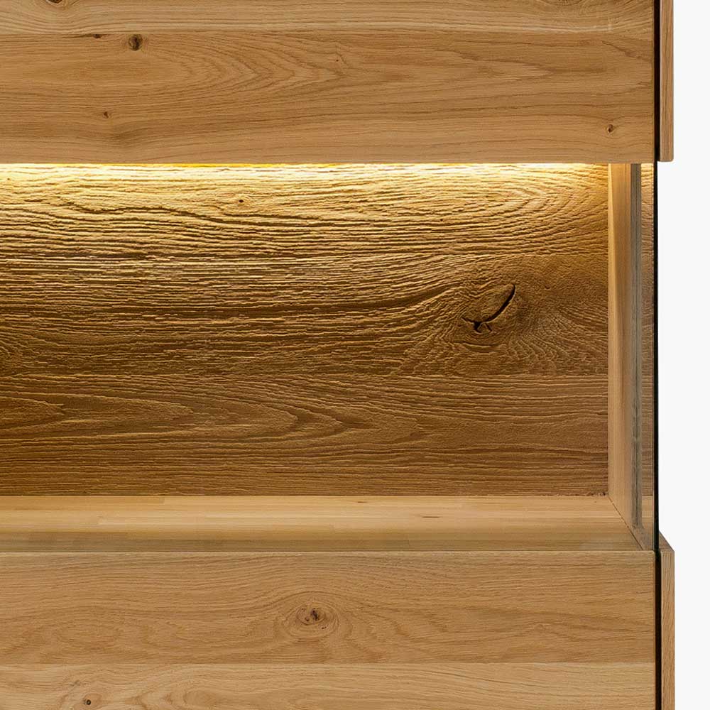 1-türige Highboard Vitrine aus Wildeiche - Millena