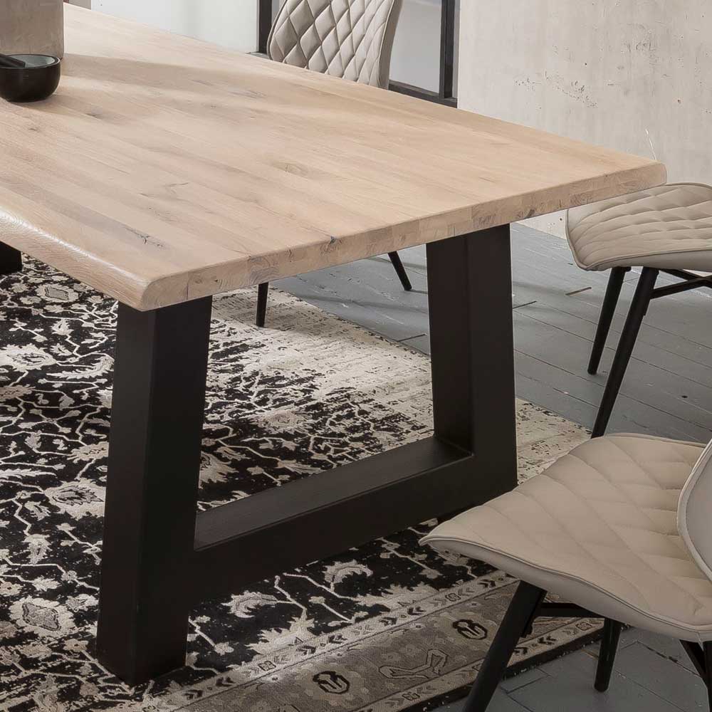 Live Edge Designtisch aus Wildeiche White Wash - Estville