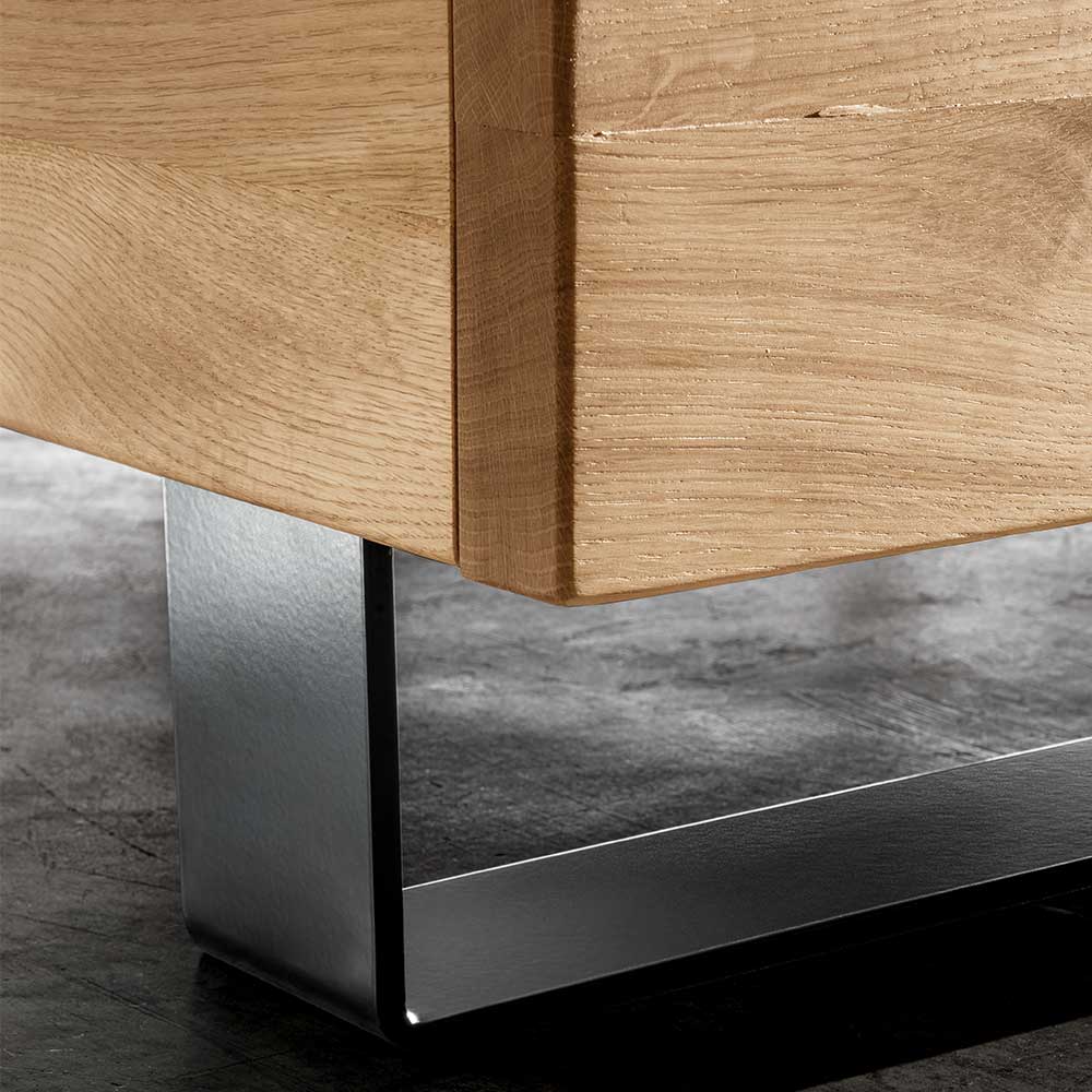 Material Mix Doppelbett und Nachttischen - Kaldes (dreiteilig)