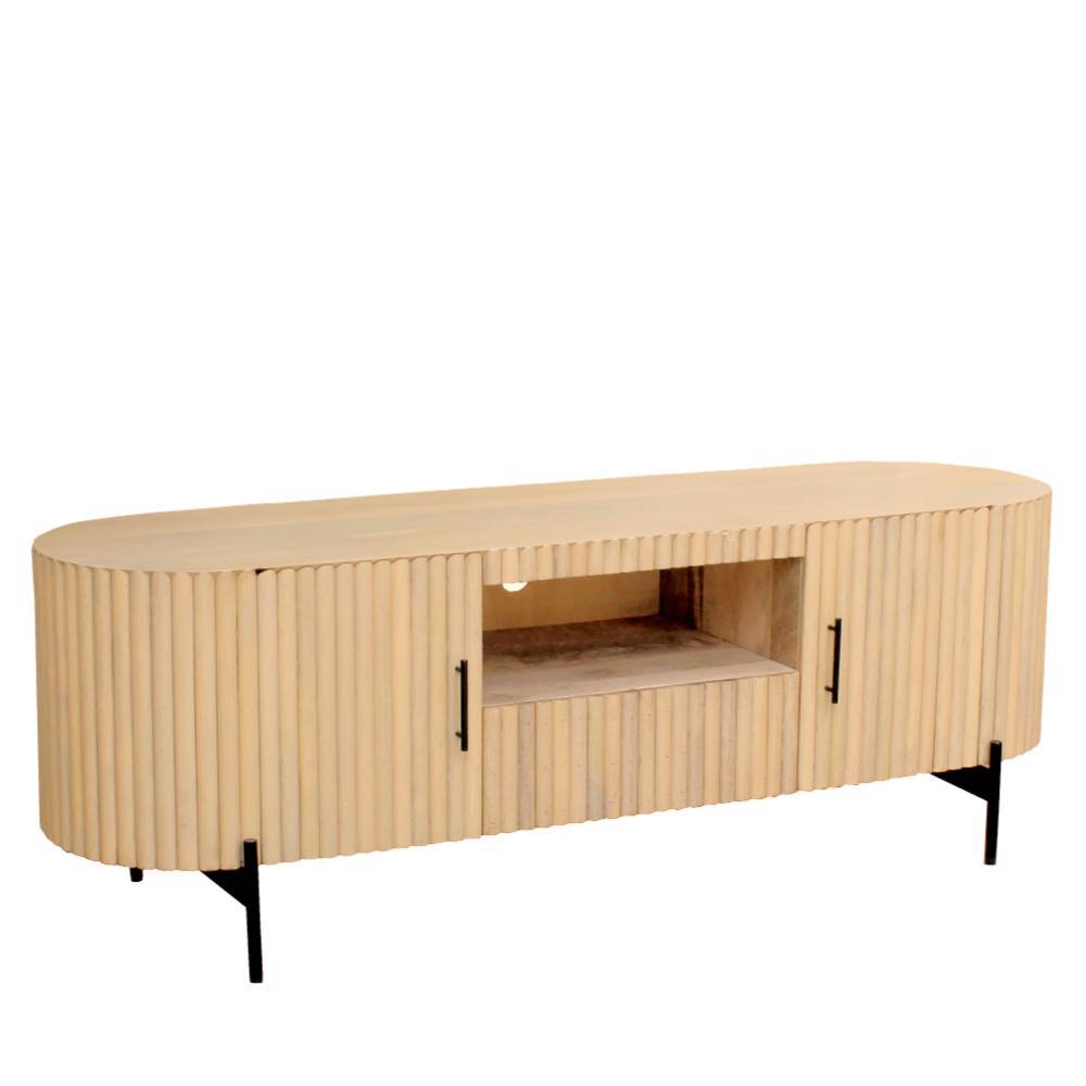 Mangoholz TV Lowboard in Lamellenoptik - Dorian