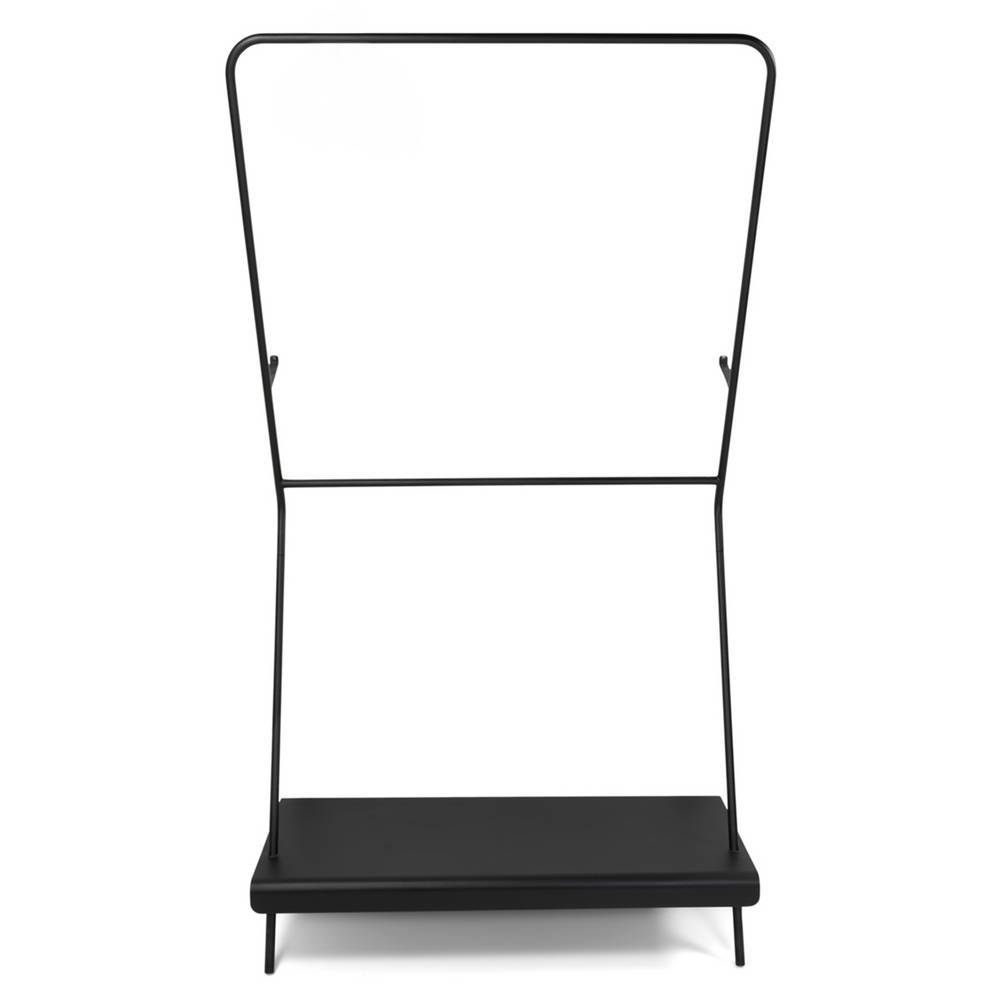 Design-Garderobe aus schwarzem Stahl mit zwei Kleiderstangen und Ablagefläche – Bermuda