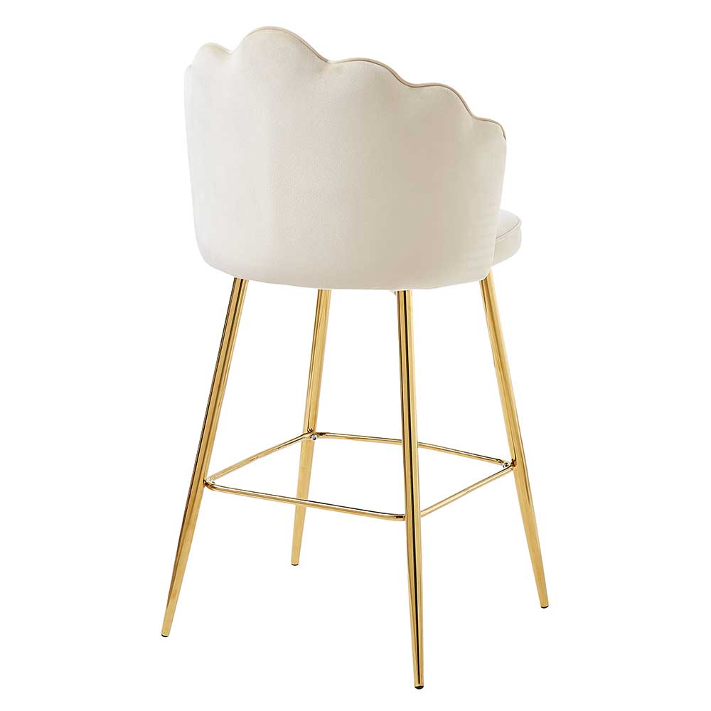 Barhocker mit Muschel-Lehne in Beige - Grovossa (2er Set)