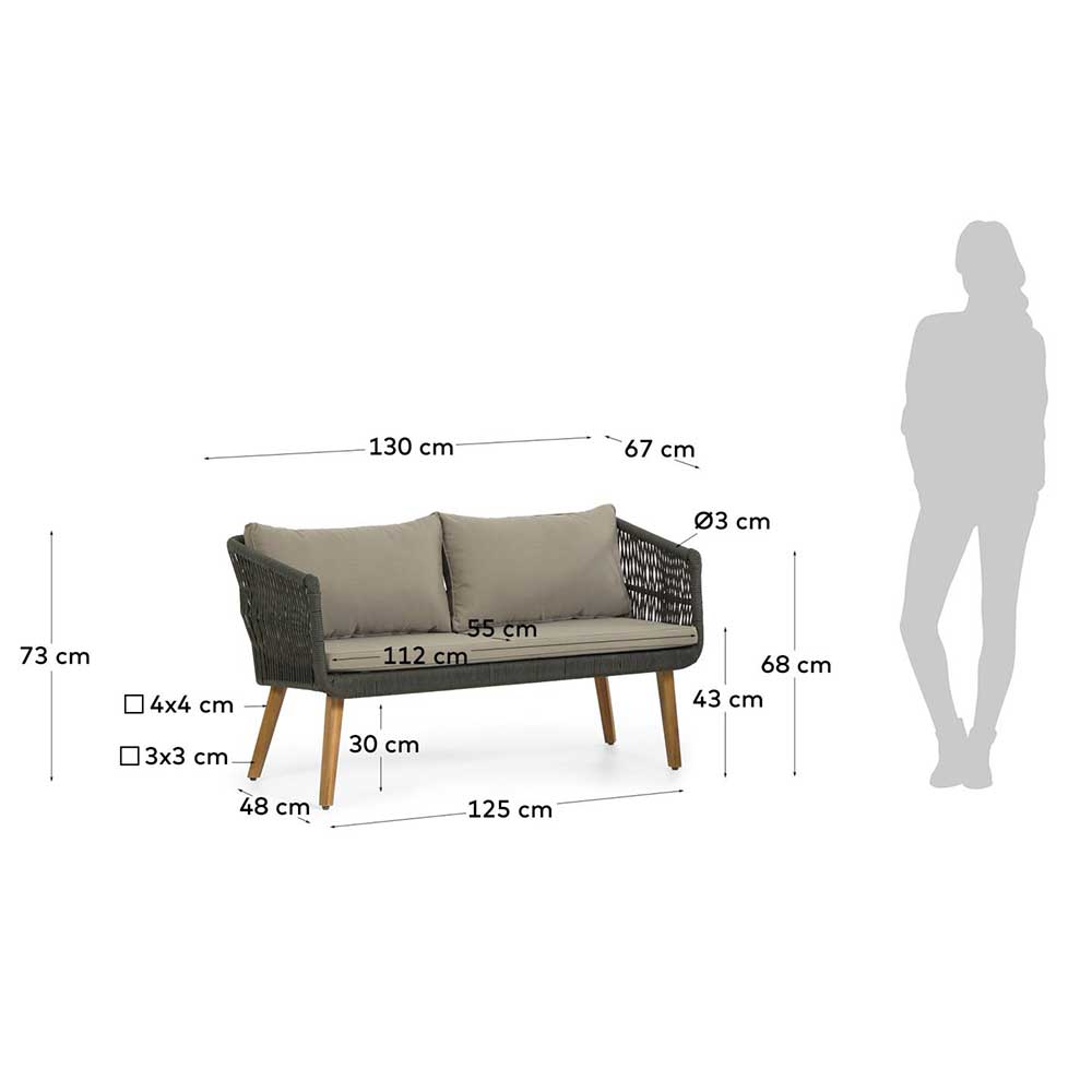 Sofa & Sessel aus Kordel-Geflecht - Lagoas (dreiteilig)