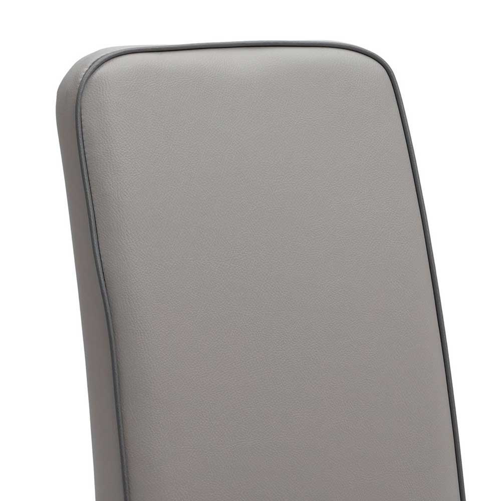 Kunstleder Polsterstuhl in Grau Tendence mit Massivholz Gestell lackiert (2er Set)