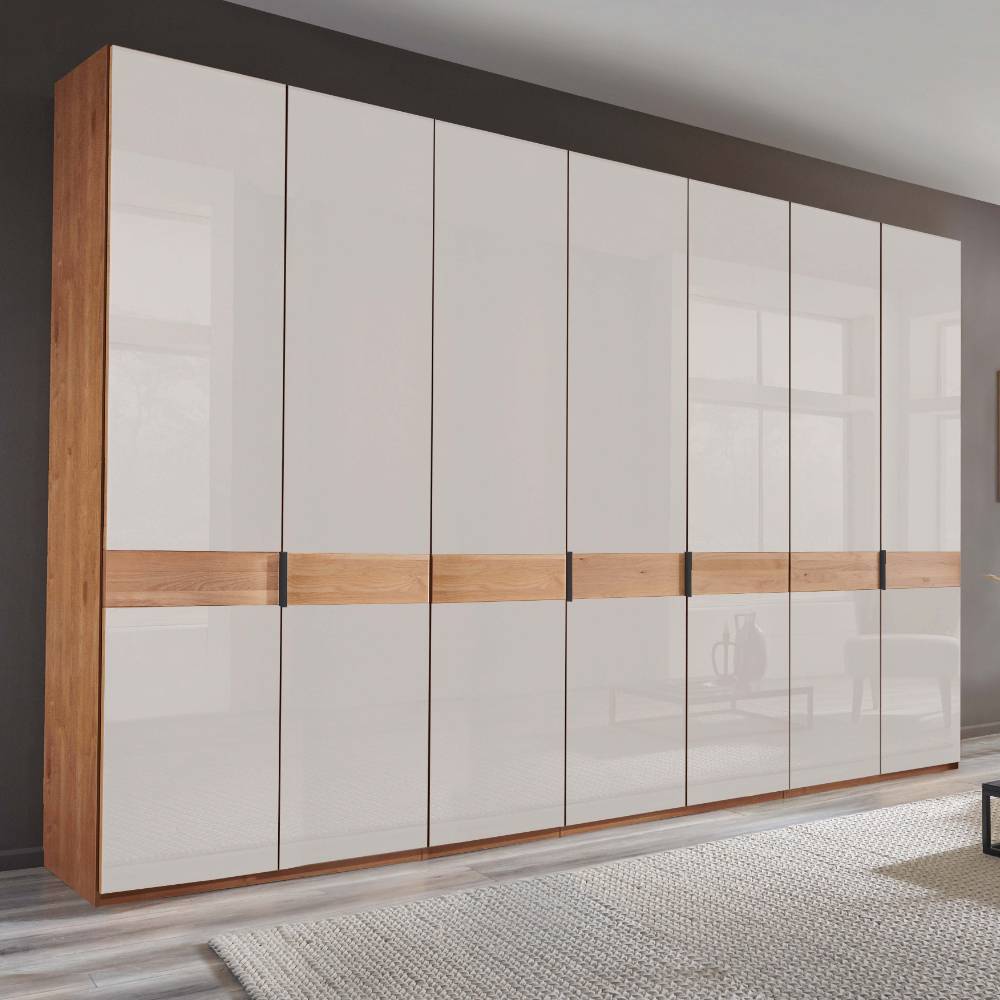7-türiger Kleiderschrank in Weiß Glas - Dilacco