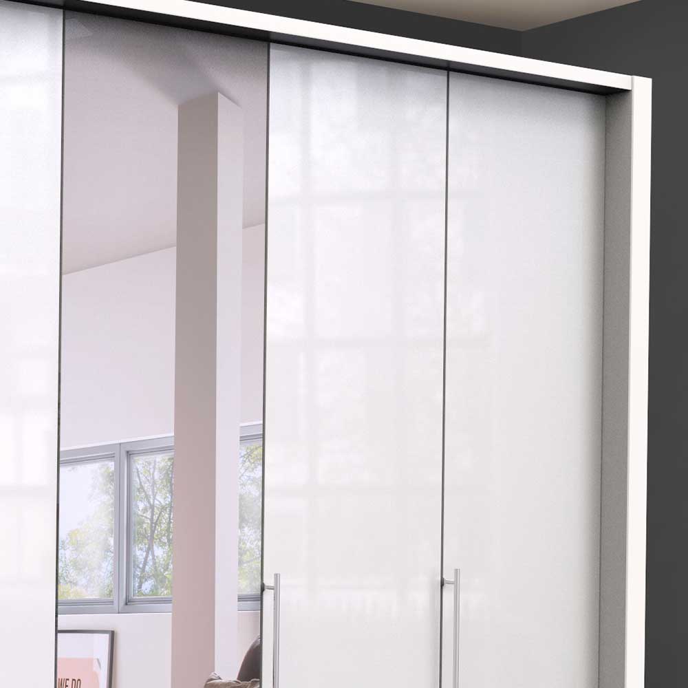 Moderner Kleiderschrank in Weiß Glas & Spiegel - Dolienca