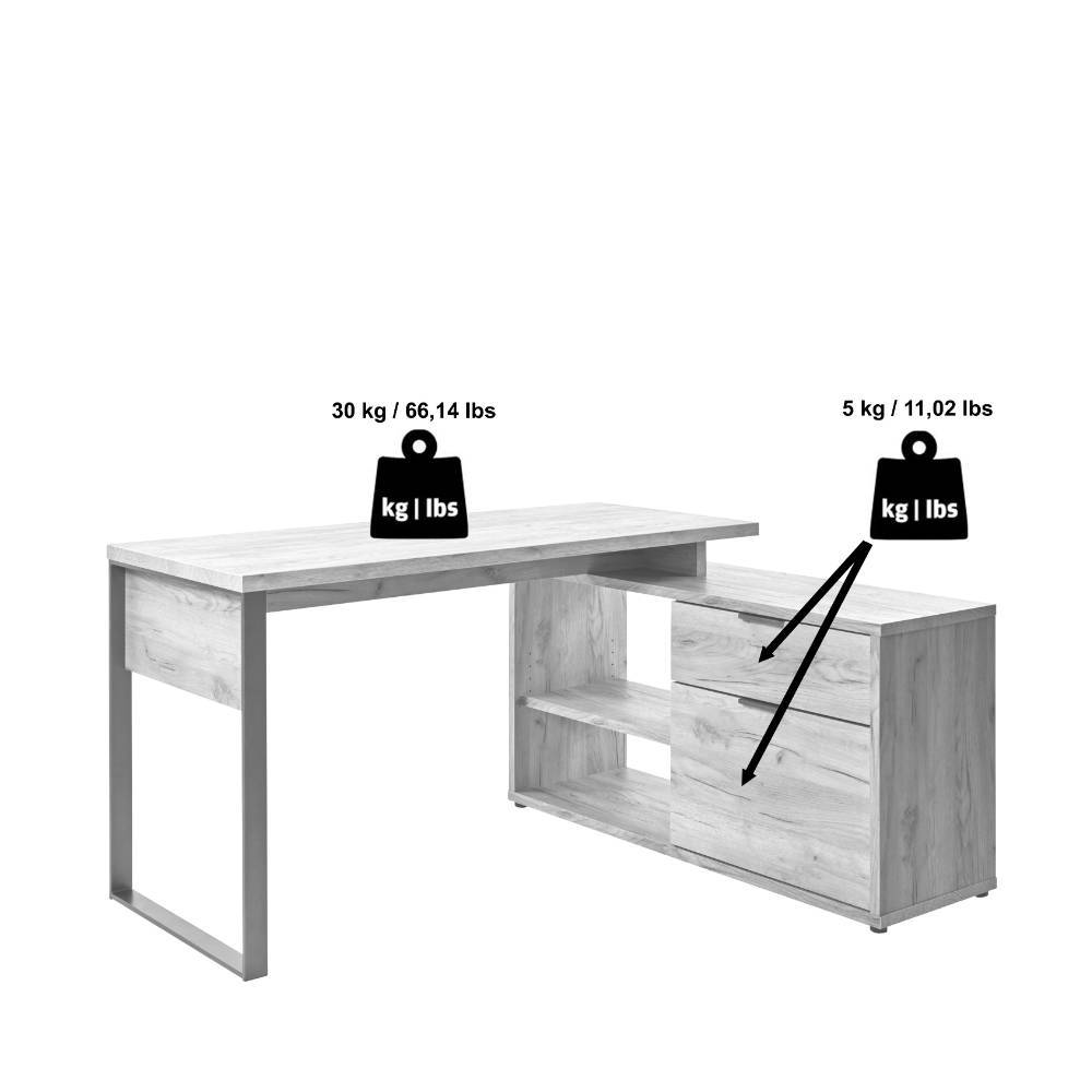 Weißer Schreibtisch mit Seitenregal - Mamboria