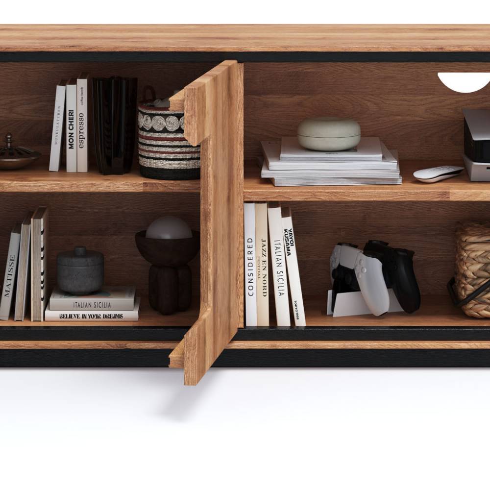 TV Unterschrank mit Hirnholz Applikation - Shipper