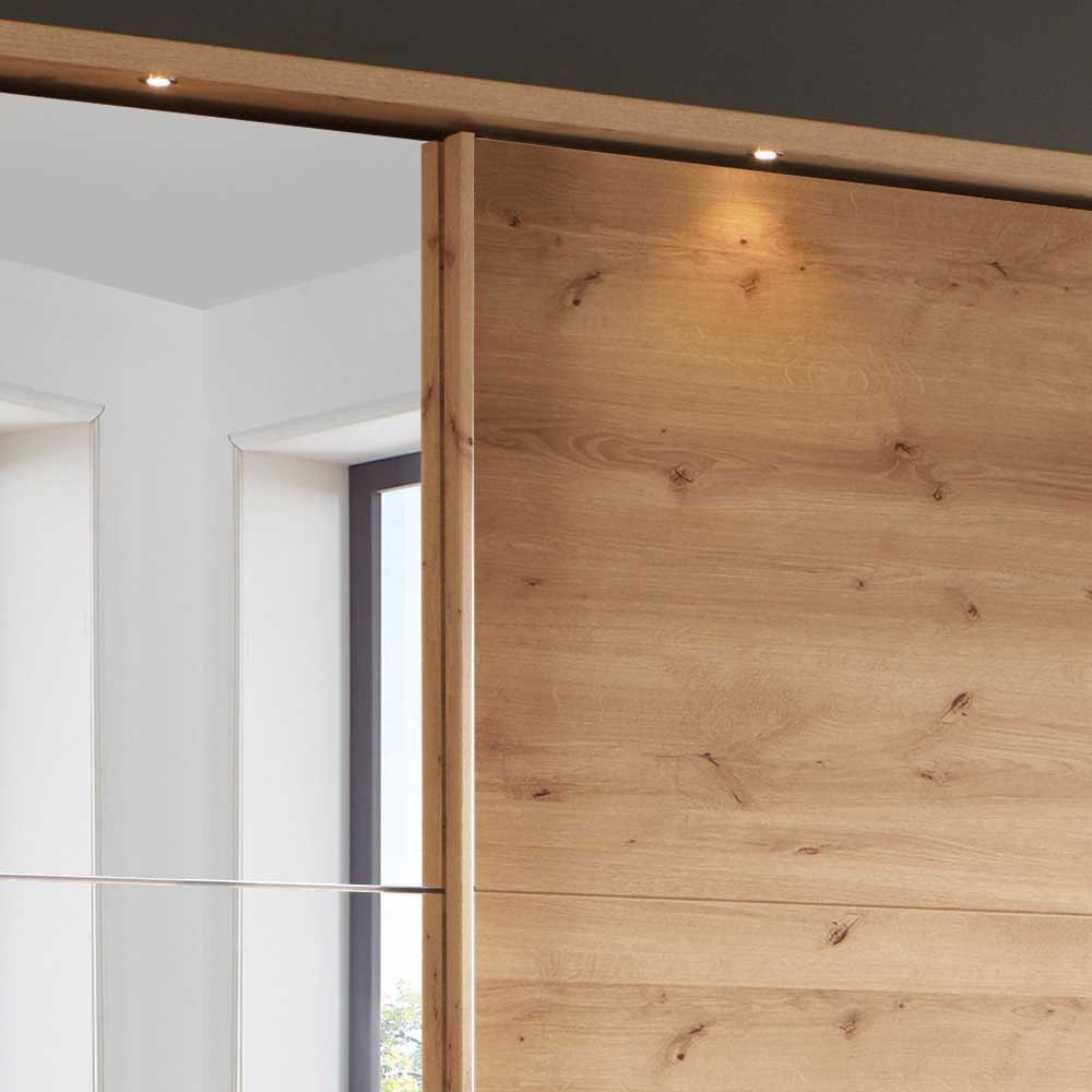 Kleiderschrank in Eiche Bianco & Spiegel - Paniola