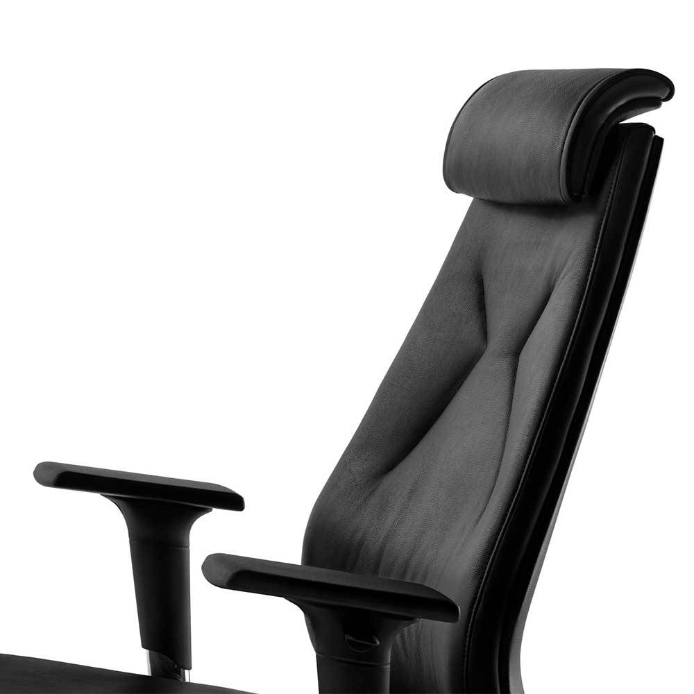 Leder Schreibtischstuhl in Schwarz - Bostaoro