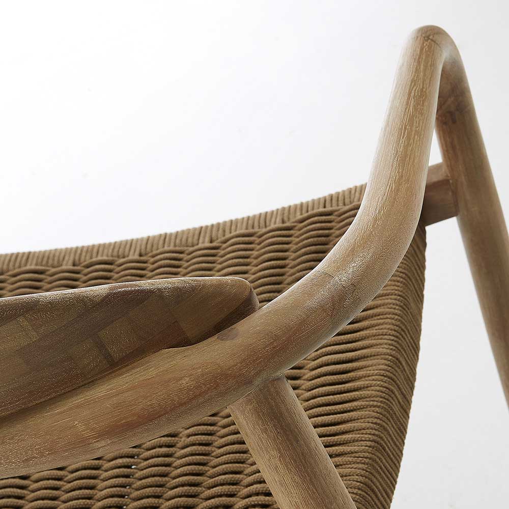Holzstuhl mit geflochtenem Sitz Cinco aus Kordel Beige (4er Set)