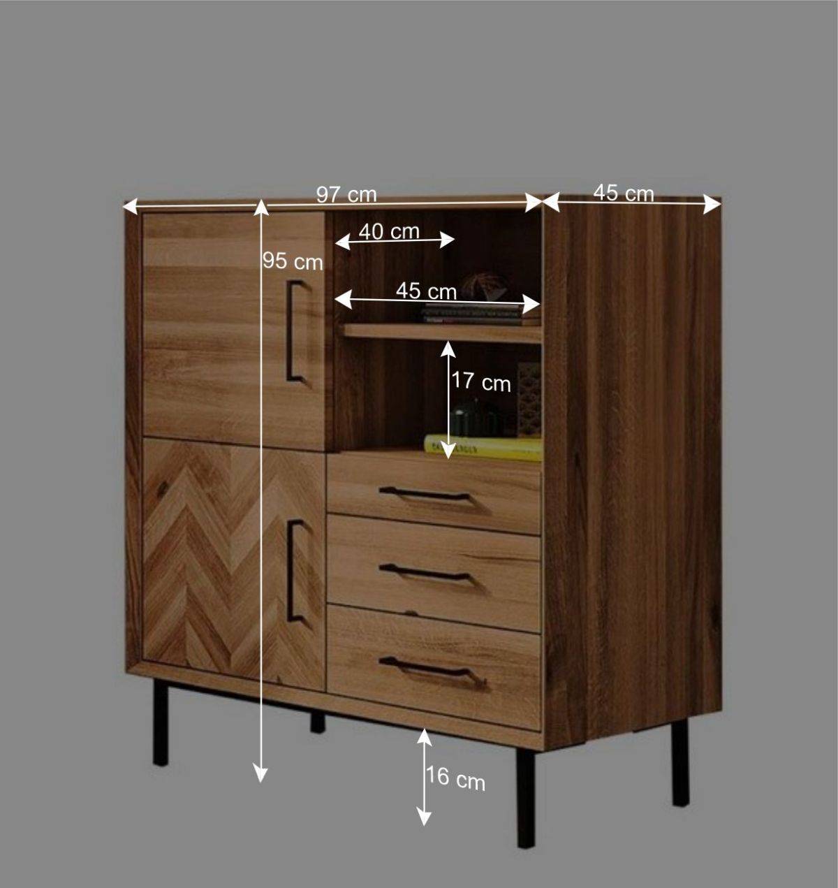 Scandi Design Kommode aus Naturholz Wildeiche - Kerfa