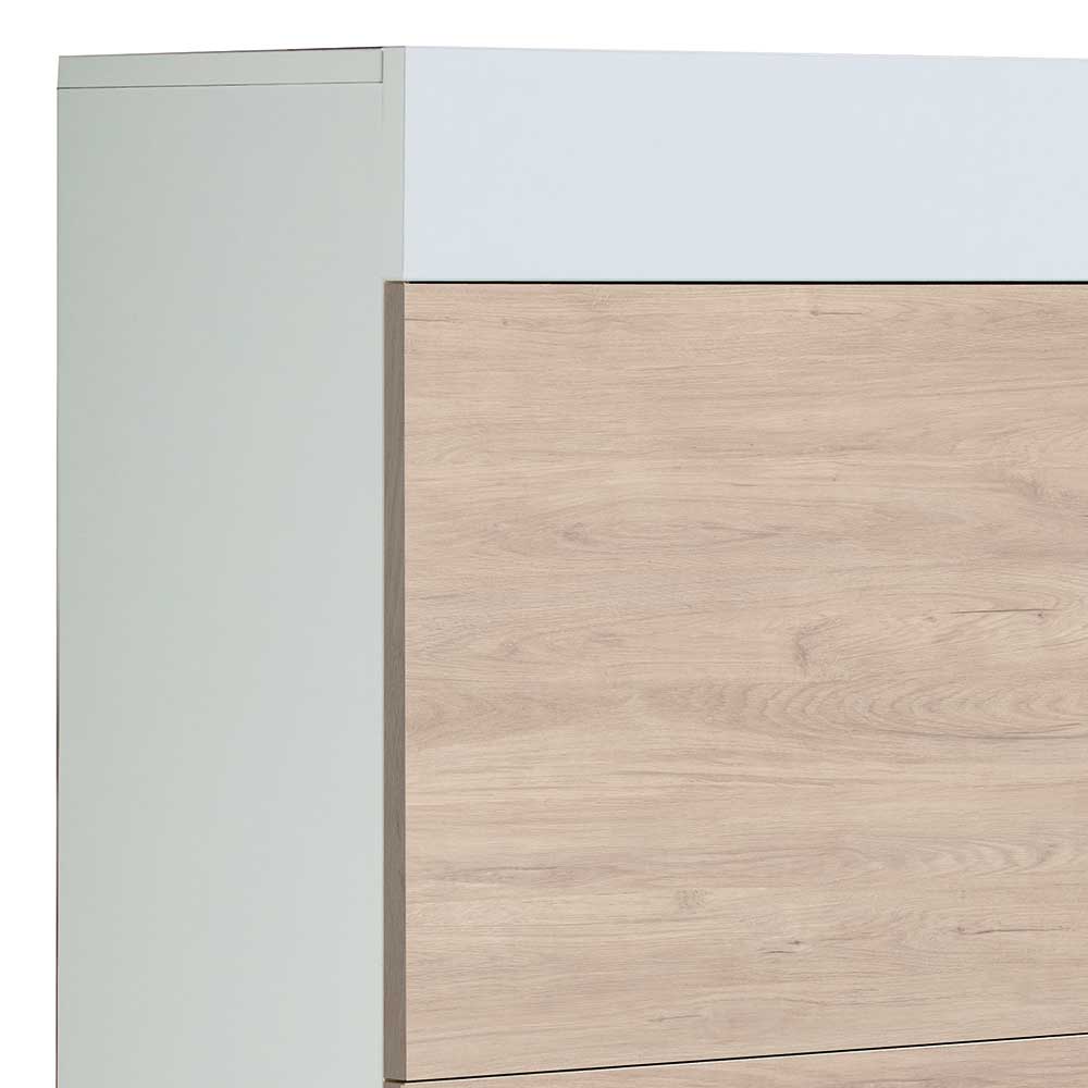 Schuhklappenschrank in Weiß & Eiche Bianco - Nicalo