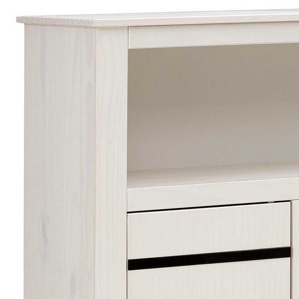 120x130x35 Landhaus Highboard in Weiß - Manduza