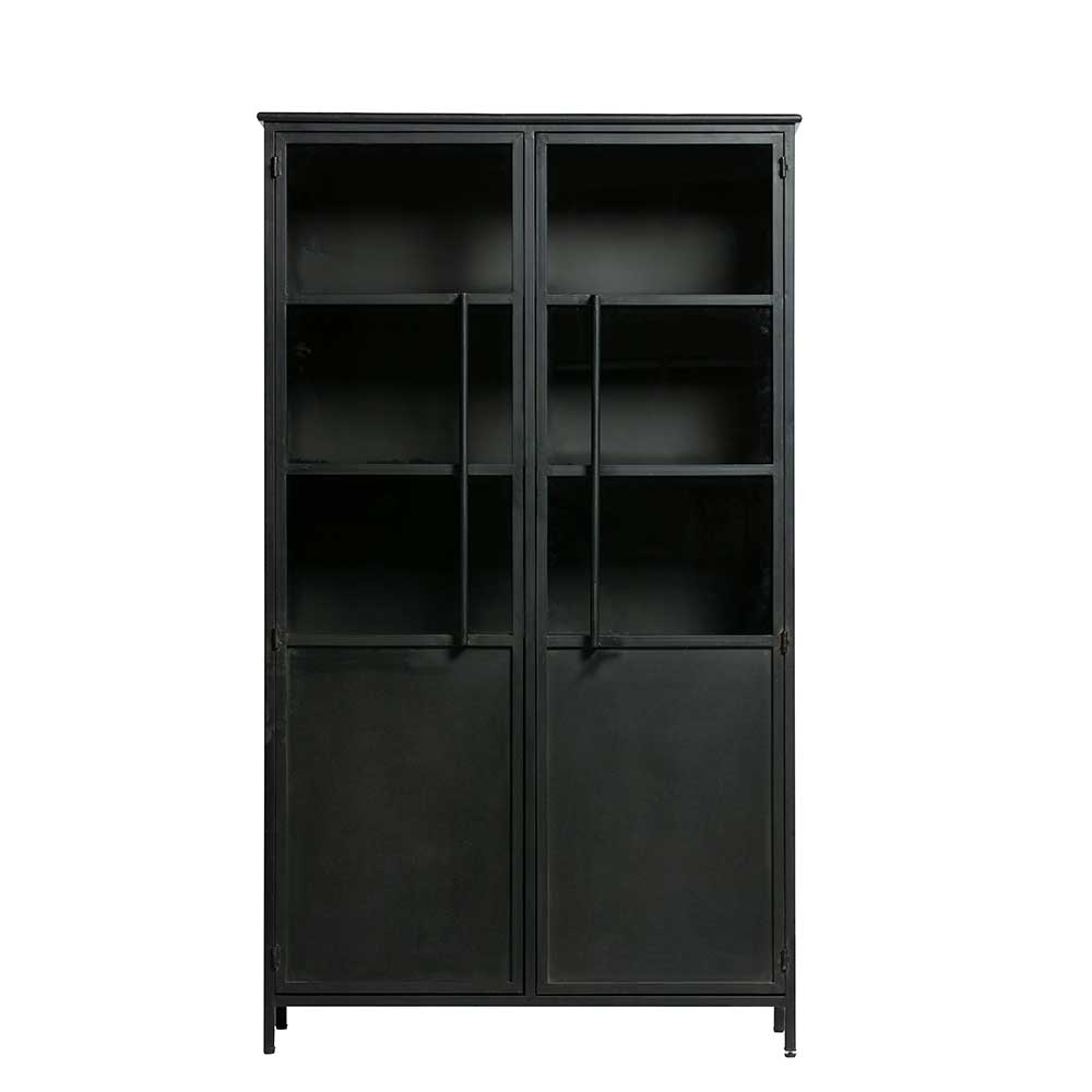 2-türige Metall Vitrine in Schwarz - Ponnya