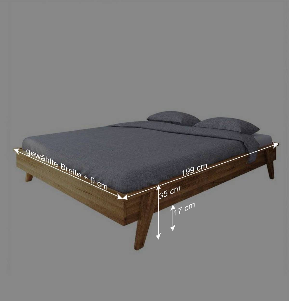 190 cm kurzes Doppelbett aus Holz - Hardus