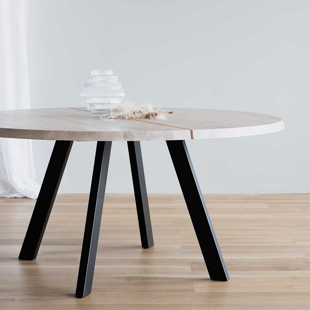 Runder Esstisch in Eiche White Wash - Pulva