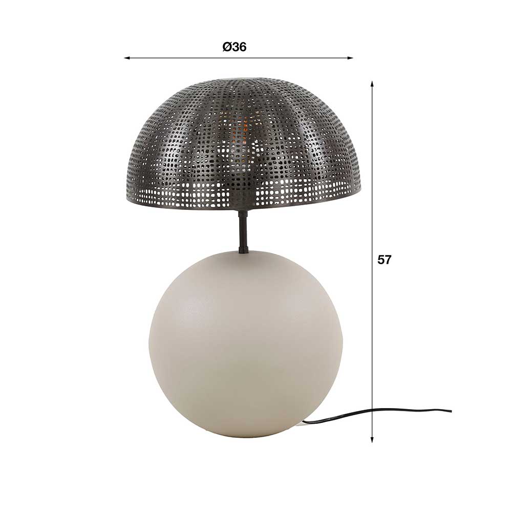 Designer-Tischlampe in Beige und Schwarzgrau - Praseida