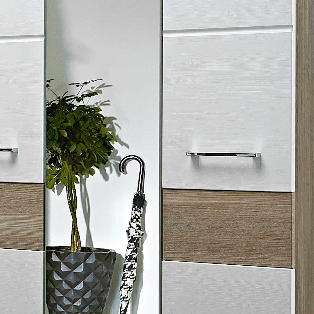 Dielenschrank Brosgo in Weiß Silbereiche