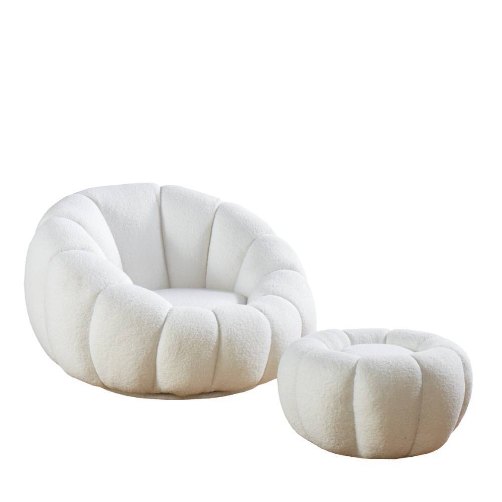 Design Sessel mit Hocker Set - Zyrano (zweiteilig)
