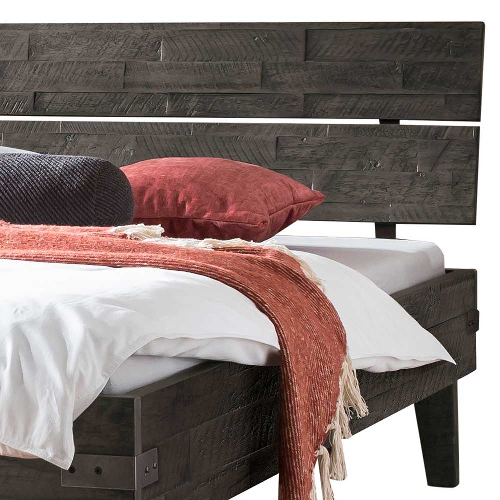 Holzbett aus Akazie in Grau Antik Finish - Jasefiana