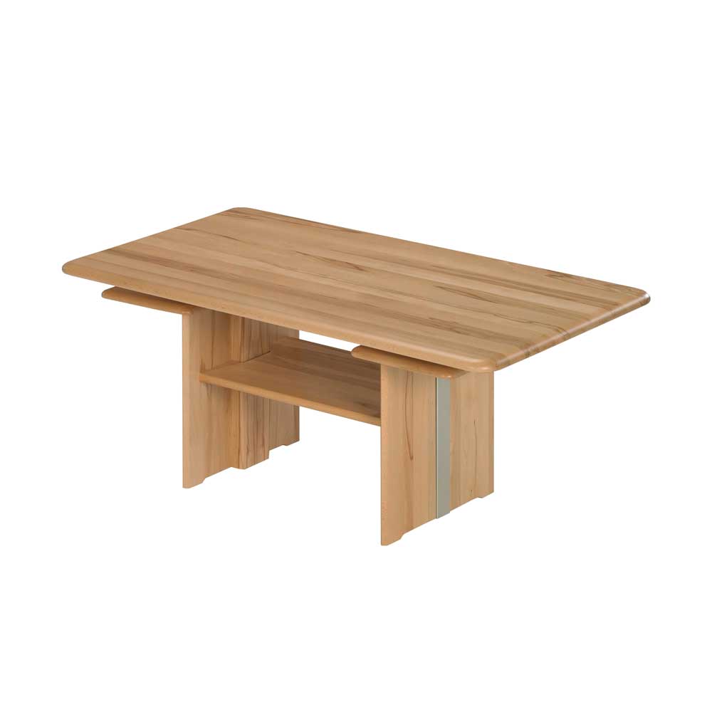Massivholz Couchtisch aus Kernbuche mit rechteckiger Form und praktischer Ablagefläche – Boyaca